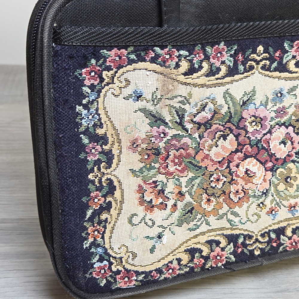 Vintage Floral Tapestry Travel Case Zipper Organizer Made Korea - Picture 5 of 9